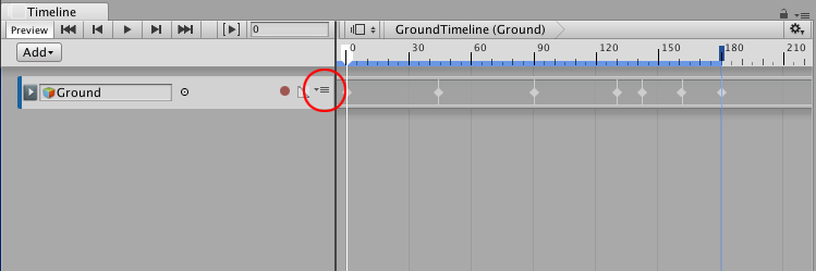An infinite clip cannot be positioned, trimmed, or split. Click the Track menu (circled) to convert an Infinite clip.