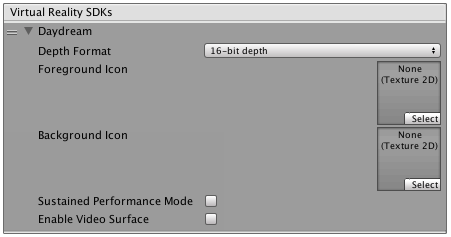 Daydream-specific settings in VR SDK list