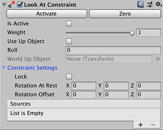 Look At Constraint component