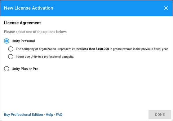 New licence activation window