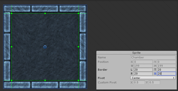 Defining the borders of the Sprite in the Sprite Editor window