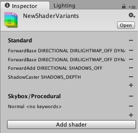 Shader variant collection inspector