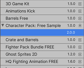 Available Asset Store package versions