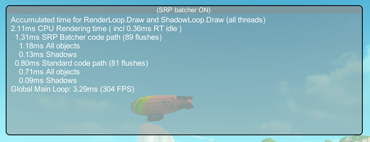 In the SRP Batcher overlay, you can find detailed information about whats happening in the SRP Batcher.