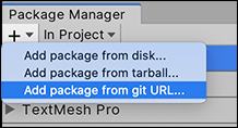 Add package from git URL button