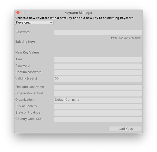 Unity - Manual: Android Keystore Manager