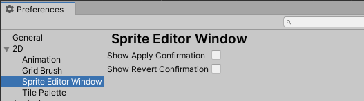 Sprite Editor Window preference settings.
