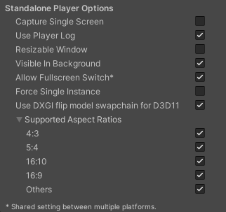 Player Options for the Desktop platforms