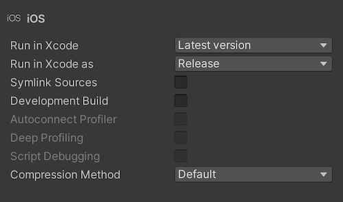 iOS Build Settings in Unity.