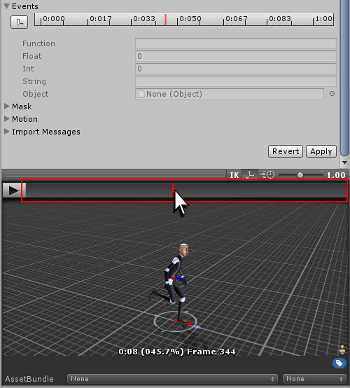 Unity - Manual: Animation events on imported clips