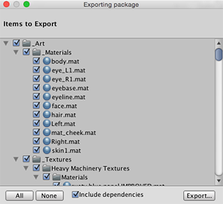Fig 1: Exporting Package dialog box