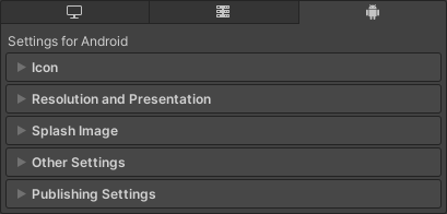 Player Settings for Android