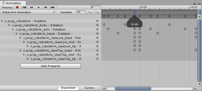 An example of hovering over an Animation Event to display a tooltip.