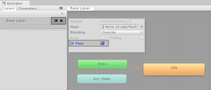 Enable the IK Pass checkbox for the Default Layer.