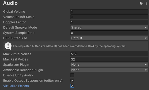 Audio settings