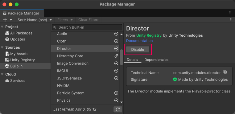 Disable button in the corner of the details panel