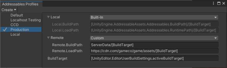 The Addressable Profiles window displays paths set for hosting remote content.