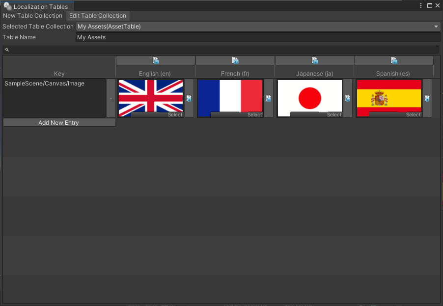 Asset Table with one Texture entry.