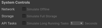 System Controls in the Play Mode Controls window