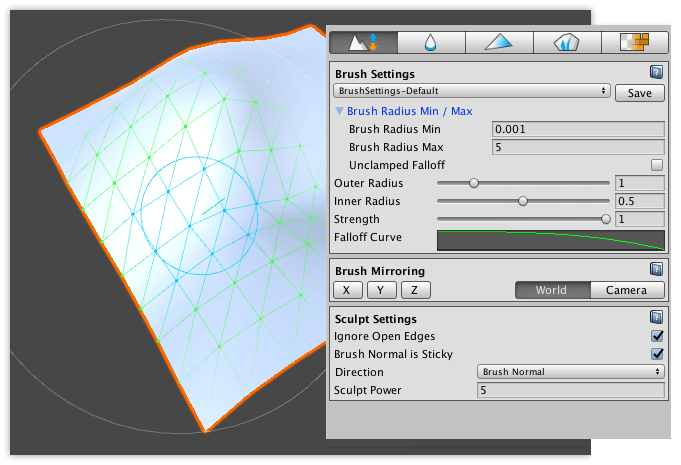 Sculpt mode active for the Polybrush window