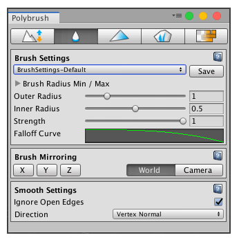 Smooth mode active for the Polybrush window