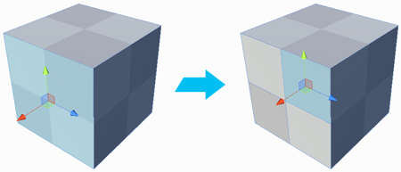 Split side of cube into 4 squares