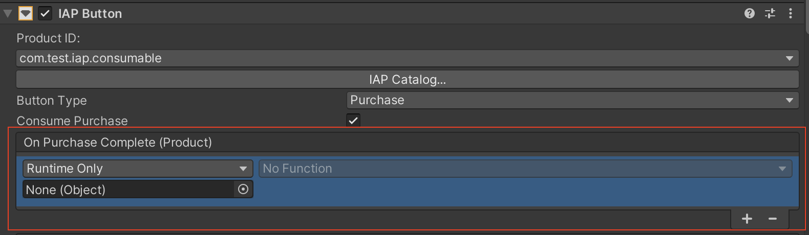 Assigning your purchase fulfillment script to an IAP Button event field