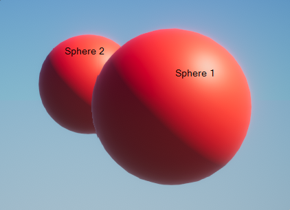 Example: The Renderer Priority of both Mesh Renderers is set to 0, so HDRP renders them in the order defined by their distance from the Camera, which means Sphere 1 appears in front of Sphere 2.