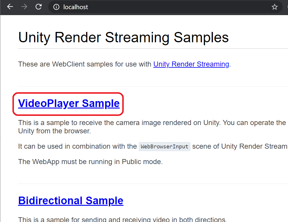 Multiplay Sample, Unity Render Streaming