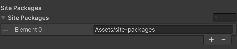 Python for Unity Site Packages Settings
