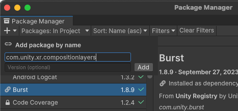 Install the Composition Layers package with the Package Manager.