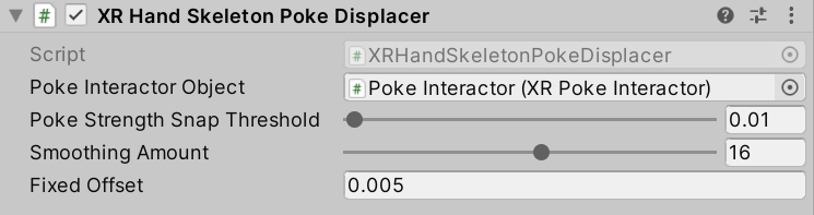 XRHandSkeletonPokeDisplacer component