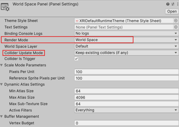 Panel Settings