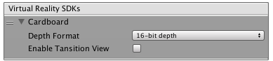 VR SDK 列表中特定于 Cardboard 的设置