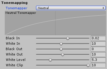 选择 Neutral Tonemapper 后的 Tonemapping UI