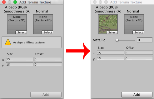 图 1：单击 Add Terrain Texture 窗口中的 _Select_，然后从 Select Texture 窗口（此处未显示）中选择纹理资源：随后将显示该资源，并可将其添加到地形