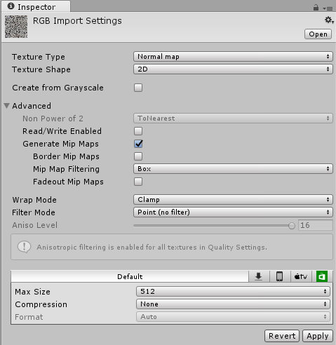 Texture Inspector 窗口 - Texture Type:Normal Map