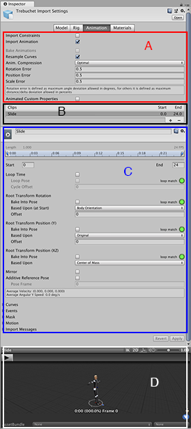 动画剪辑检视面板 (Animation Clip Inspector)