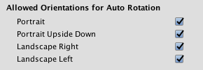 iOS平台的 Allowed Orientations for Auto Rotation 播放器设置