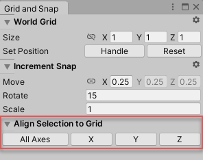 Grid and Snap 窗口的 Align Selection to Grid 部分