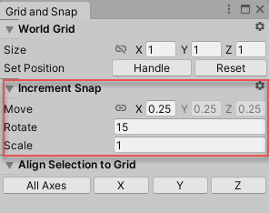 Grid and Snap 窗口的 Increment Snap 部分