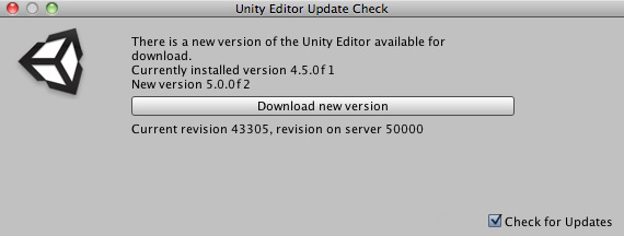 当有更新版本的 Unity 可供下载时显示的窗口。