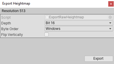 Export Heightmap 窗口