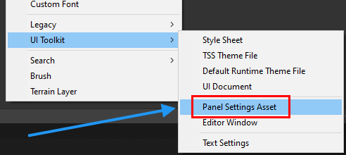 Create a new panel settings asset