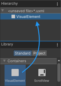 Create new elements by dragging from the Library