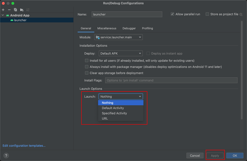 edit configuration