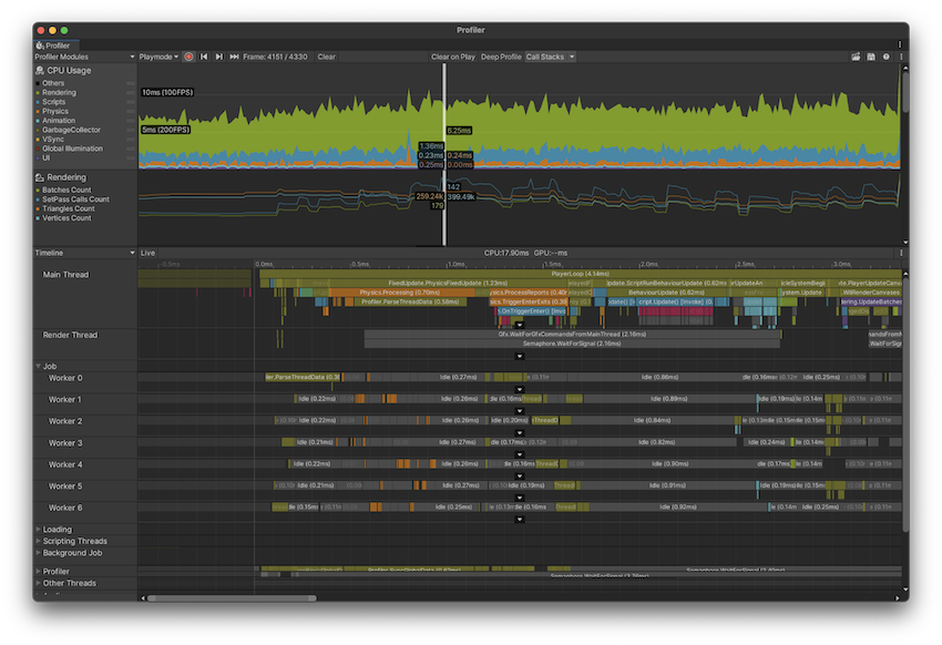 CPU Usage Profiler 模块以及 Timeline 视图