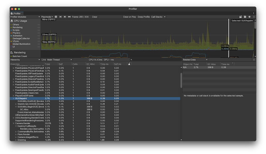 Related Data panel