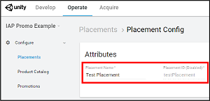 Naming your Placement in the Developer Dashboard