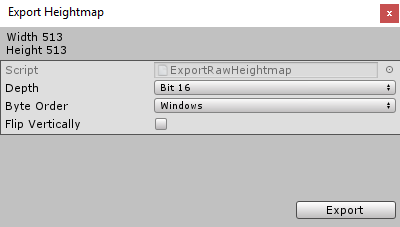 Export Heightmap window